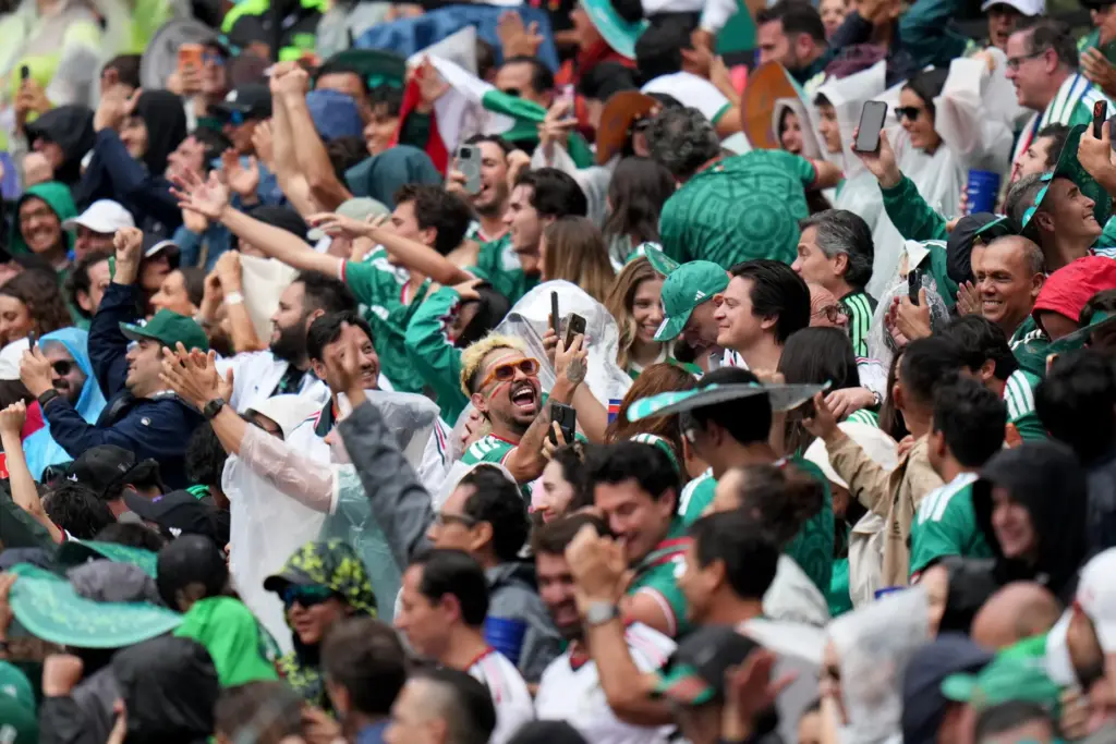 Mexico fans celebrate in the second half during the World...