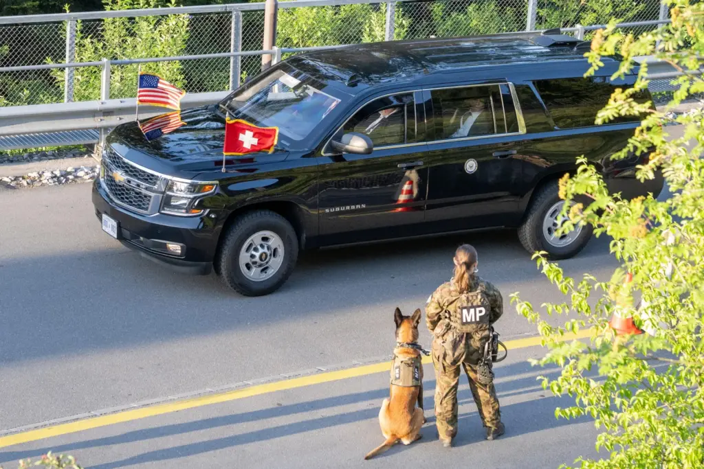 A convoy with U.S. Vice President JD Vance arrives at...