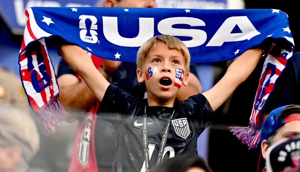 A young United States Fan prior to a FIFA World...