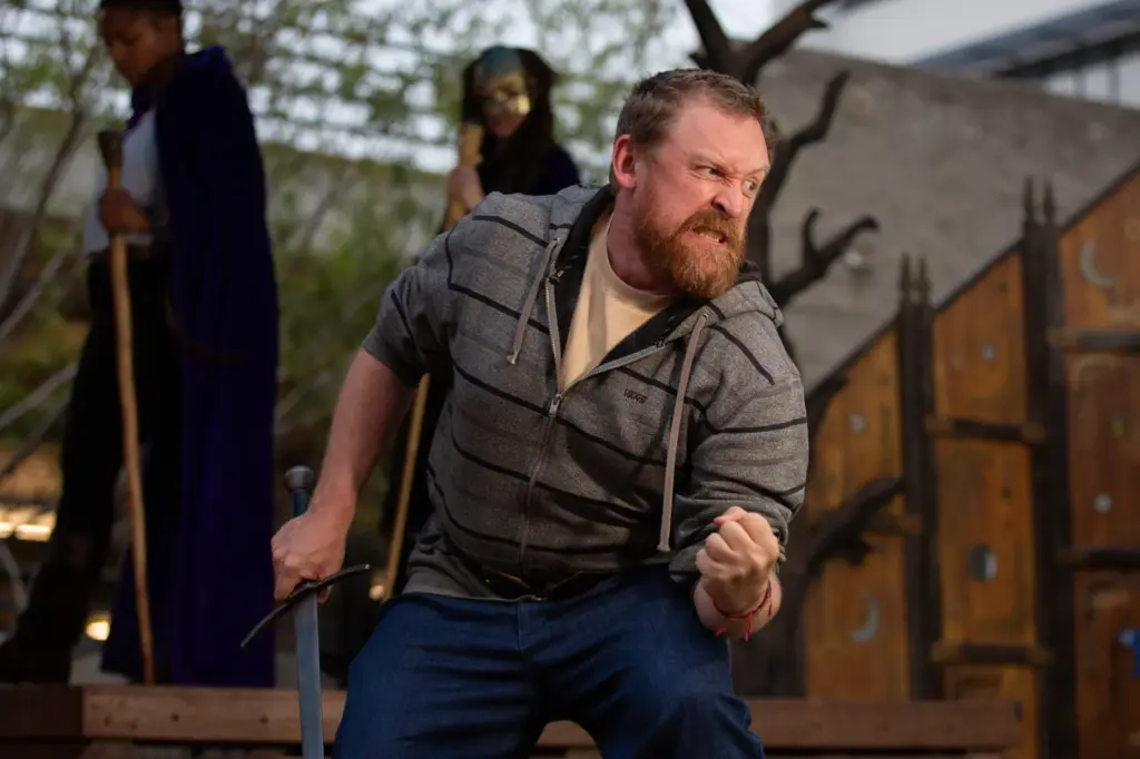 Actors practice their parts for the Shakespeare play ‘Macbeth”, at...