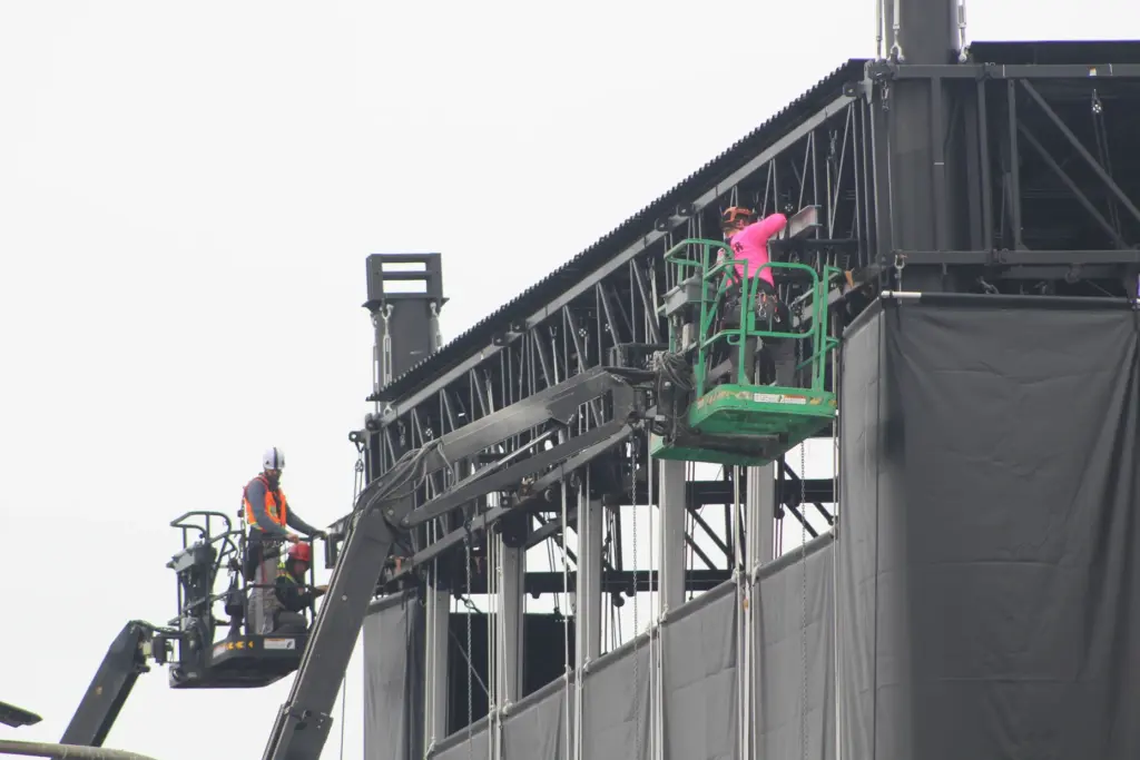 Crews worked on finishing touches in preparation for the opening...