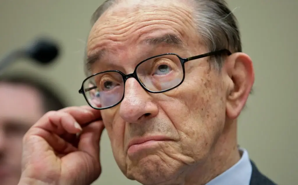 Former Federal Reserve Chairman Alan Greenspan testifies on Capitol Hill.