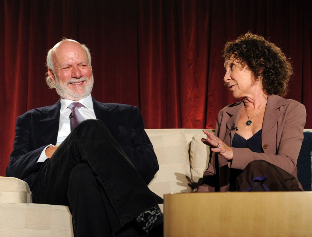 From left, honoree James Burrows and actor Rhea Perlman participate...