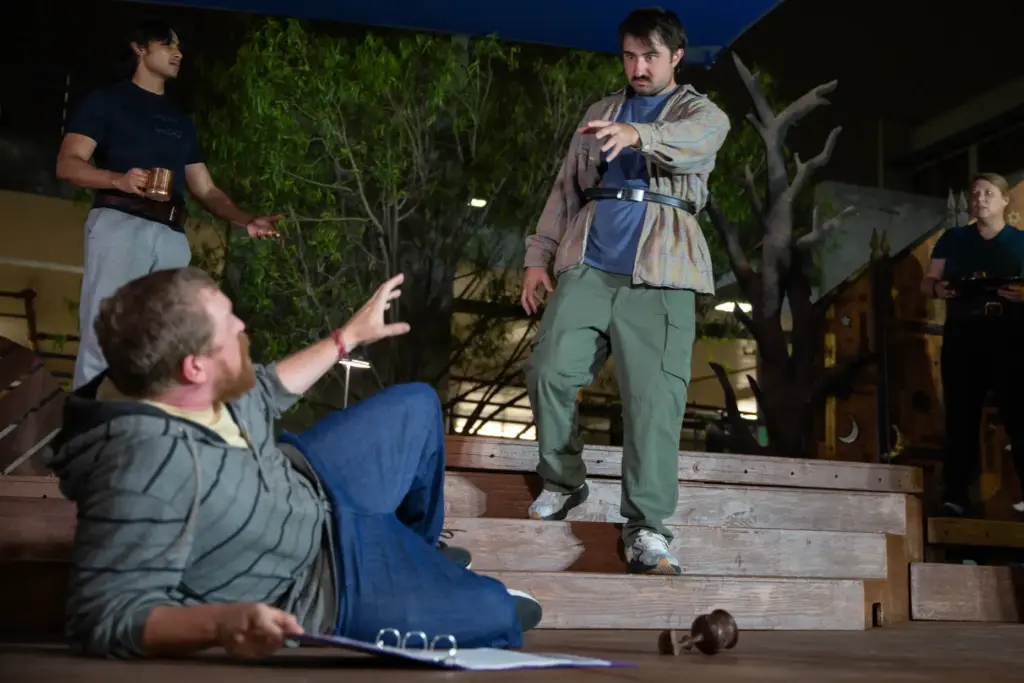 Actors practice their parts for the Shakespeare play ‘Macbeth”, at...