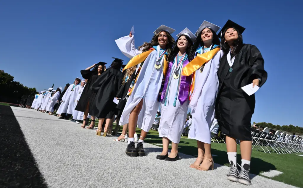 Graduates during the Aliso Niguel High Schoolâs commencement ceremony at...