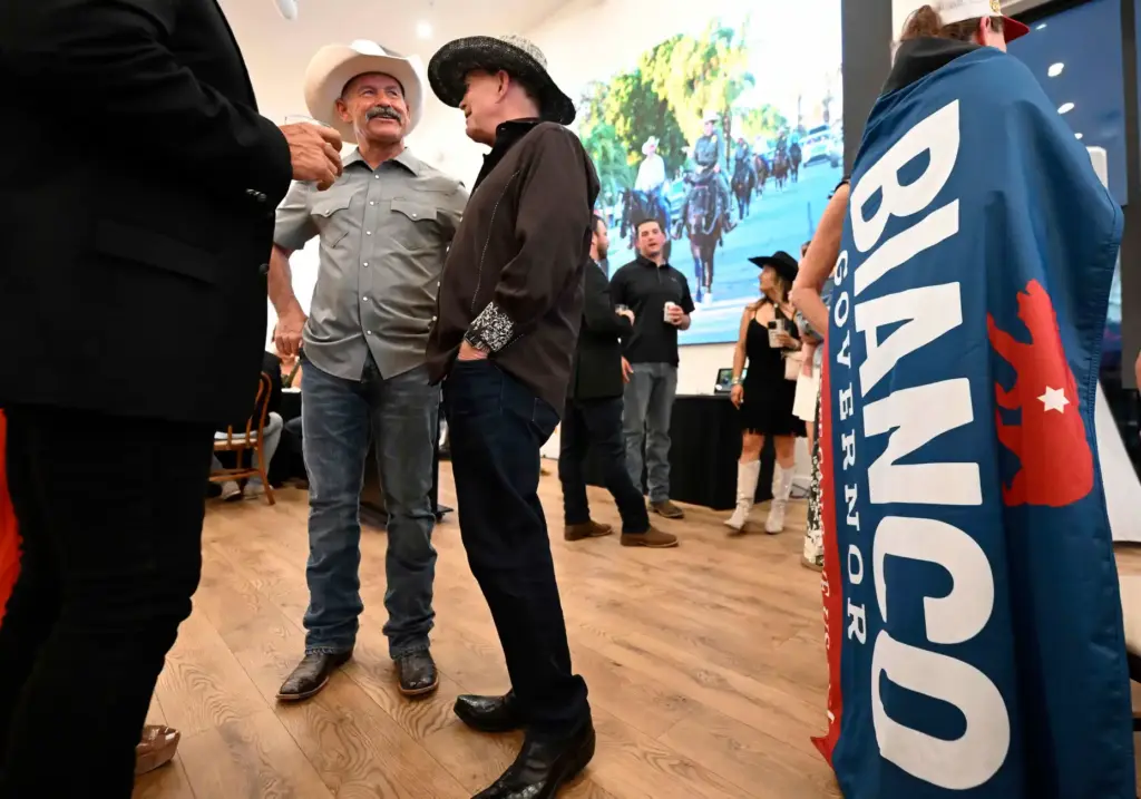 GOP gubernatorial candidate and Riverside County Sheriff Chad Bianco speaks...