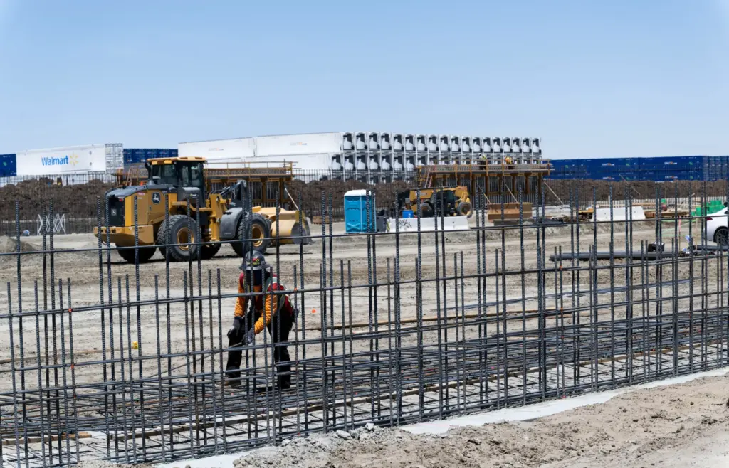 Construction continues on the walls and aerating system at the...