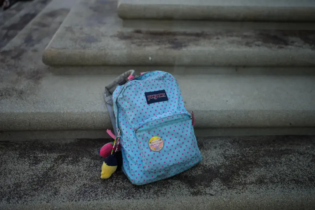 A backpack belonging to Makeda Walker-Deen, a junior at Susan...