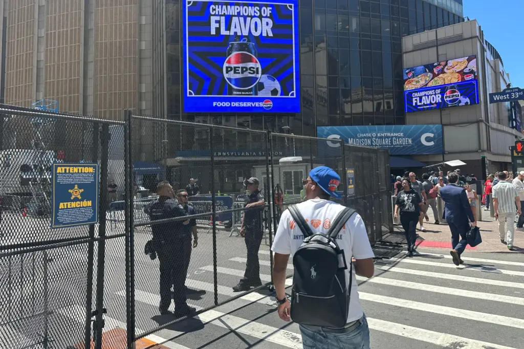Security is set up outside of Madison Square Garden in...