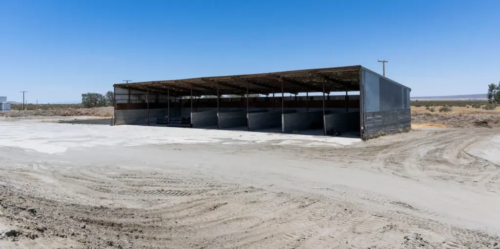 A farming building, from the previous property owner, is seen...