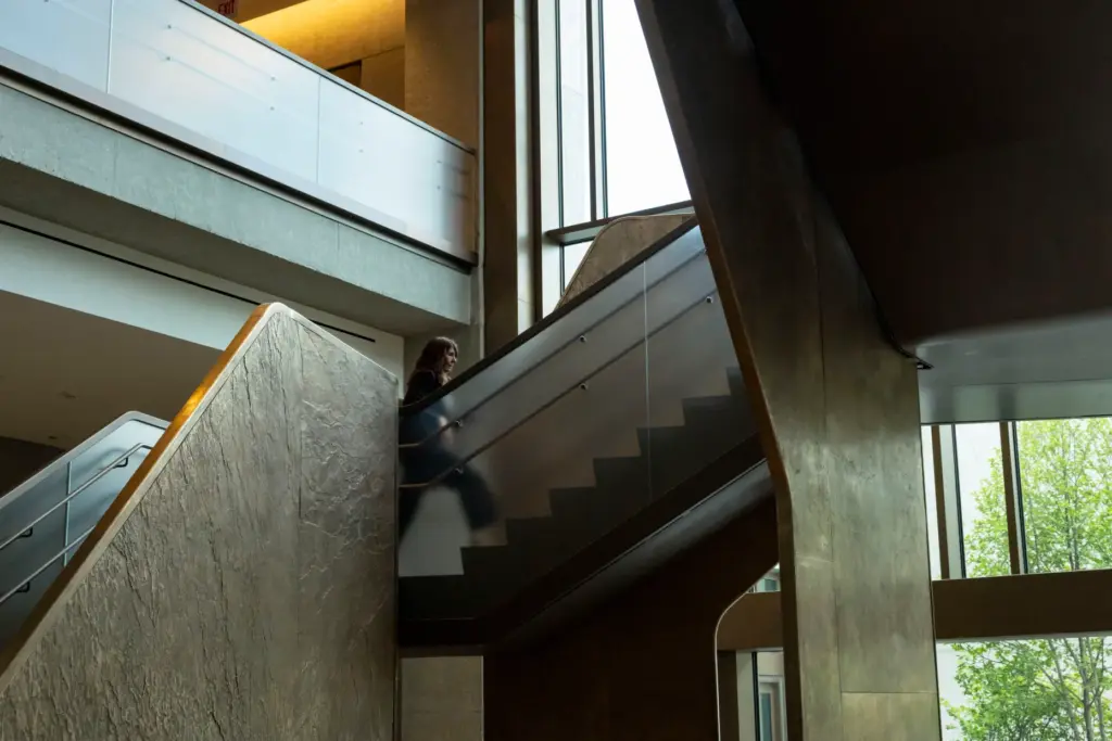 A stairway links the main floor with the garden level...