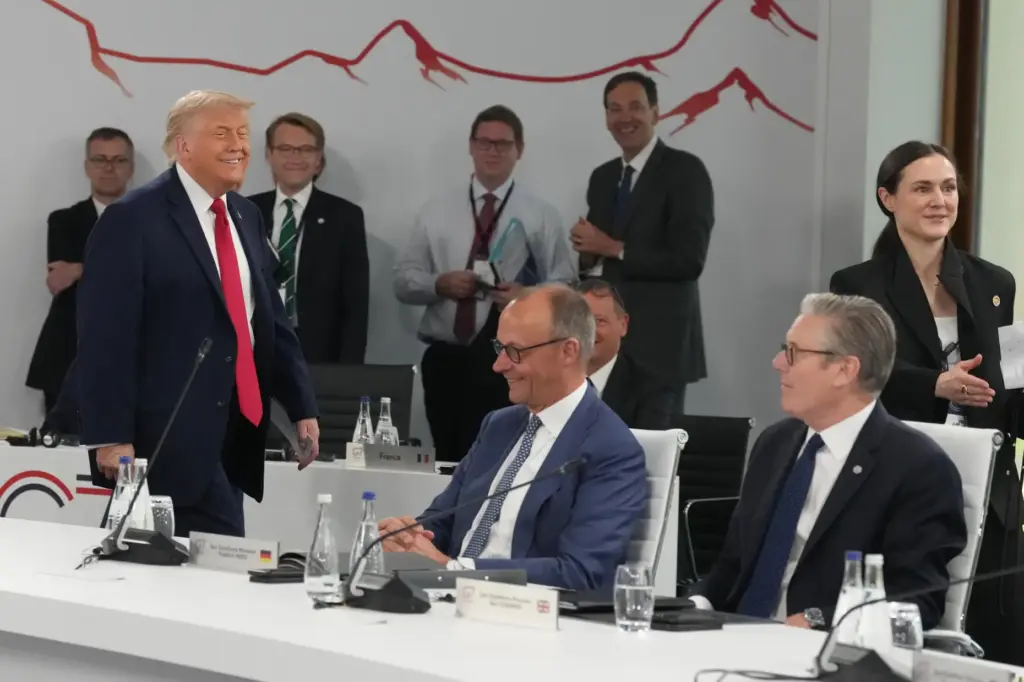 President Donald Trump, German Chancellor Friedrich Merz and British Prime Minister Keir Starmer.