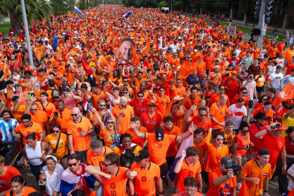 Netherlands fans take part in an 