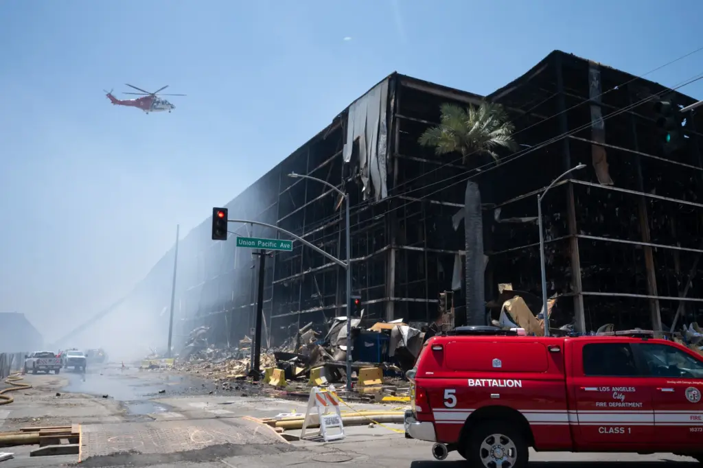 Firefighters continue to douse the Lineage warehouse fire in Boyle...