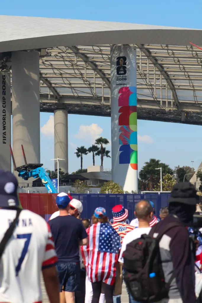 Team USA fans walking into the Los Angeles Stadium on...