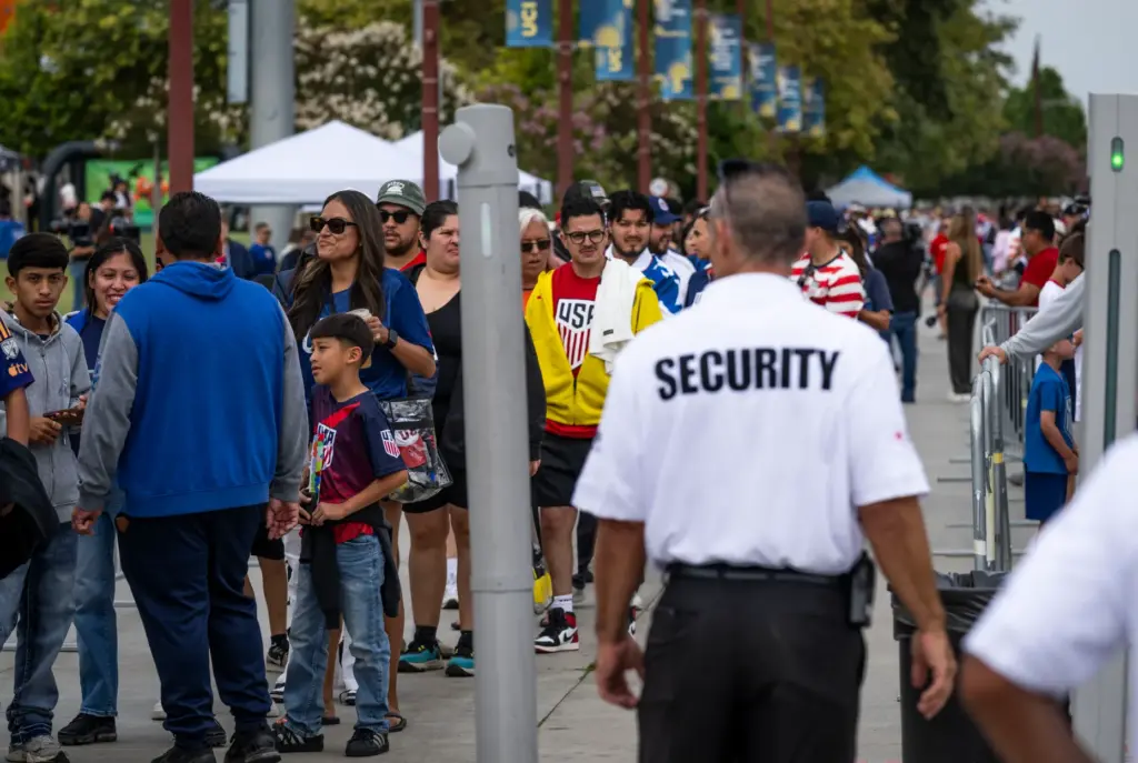 Fans go through security during a U.S. Menâs National Team...