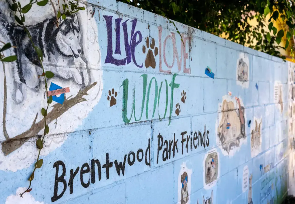 âFriends of Brentwood Park,â by artist Becky Feltman, is a...