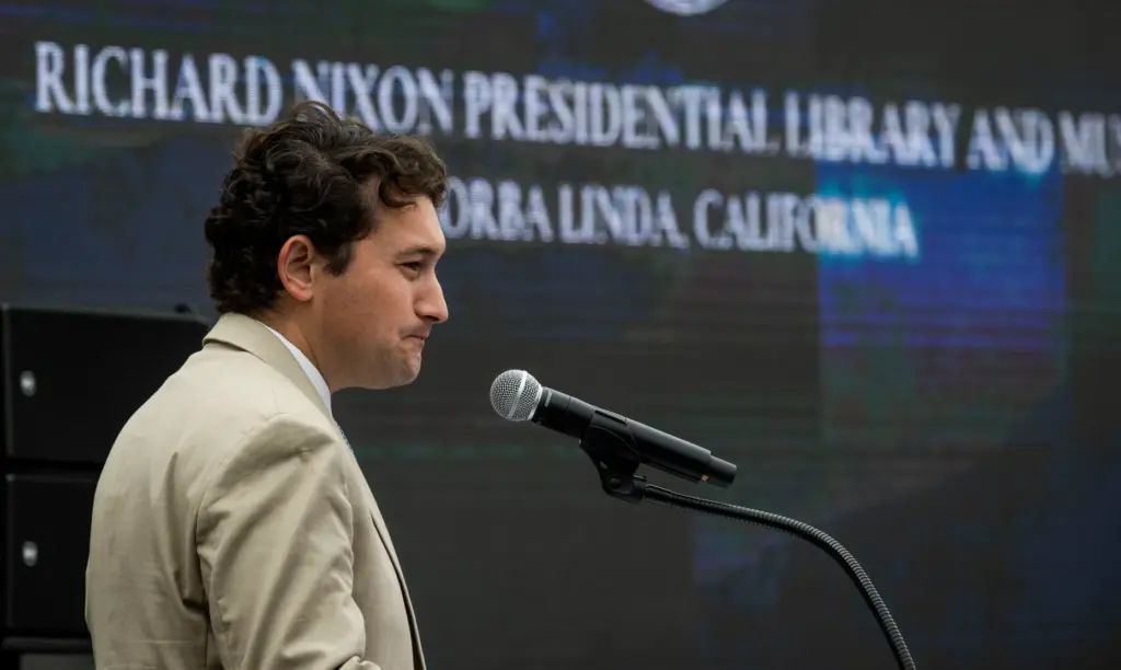 Jim Byron, president and CEO of the Nixon Foundation, speaks...