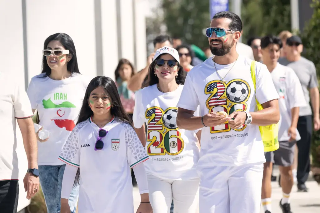 Iranian soccer fans arrive to SoFi Stadium before the start...