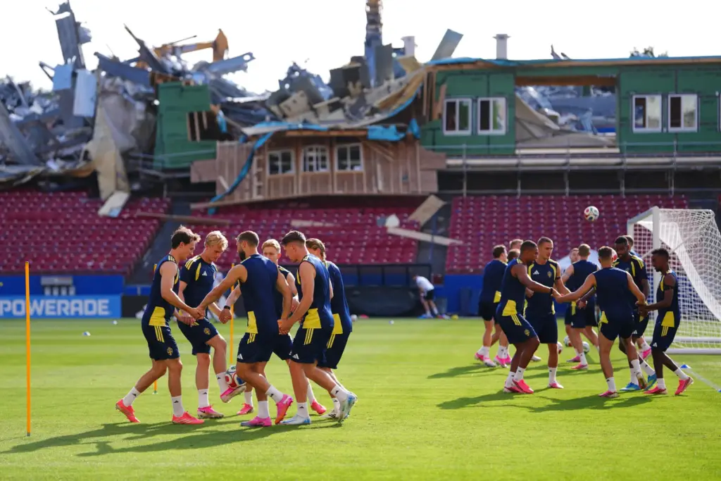 Demolition is visible to the stands at Toyota Stadium, home...