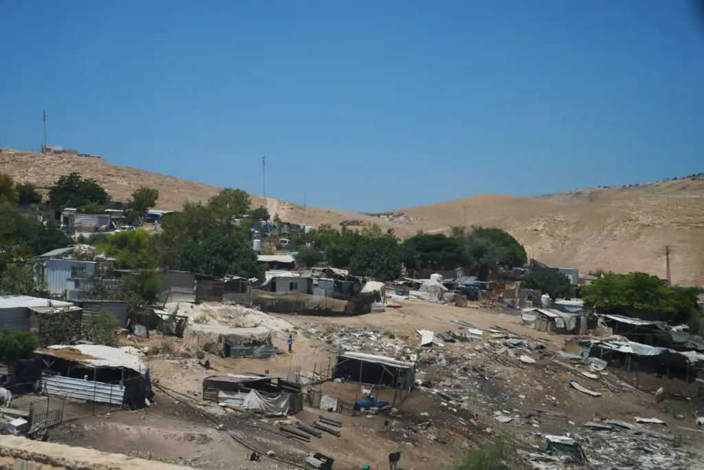 A view of the West Bank Bedouin hamlets of Khan al-Ahmar.