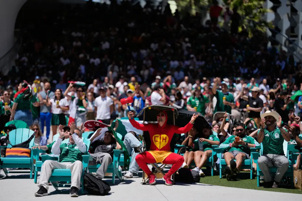 Mexico fans watch a public viewing of the opening match...