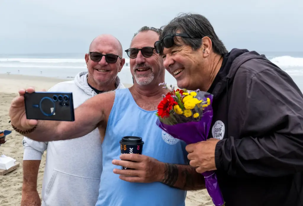 Bob McFadden, left, and Tom May take a selfie with...