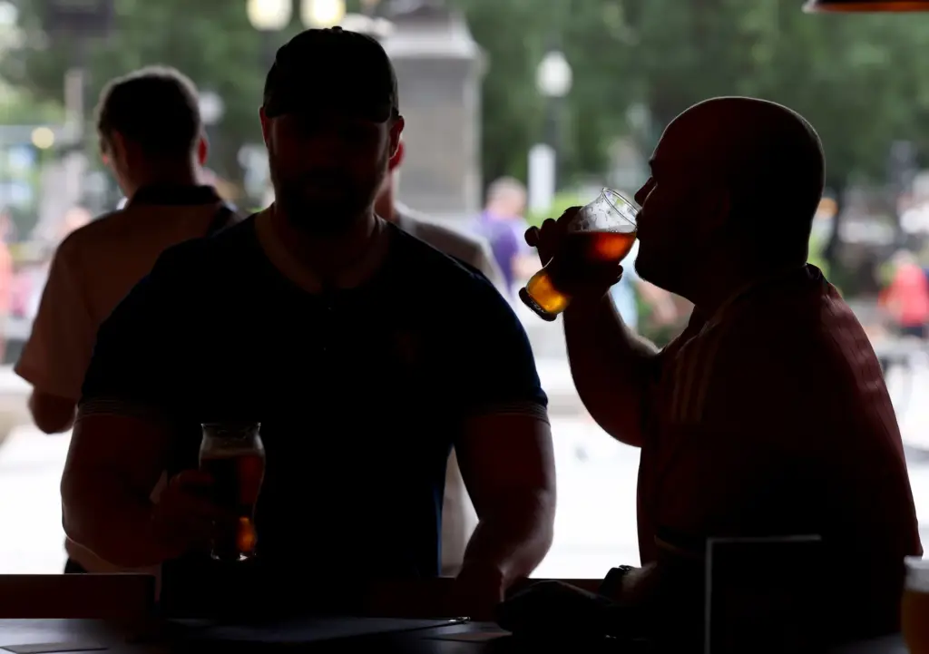 Guests at the Samuel Adams Tap Room on State Street...