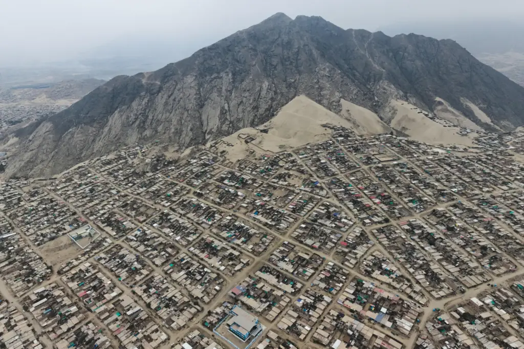 An aerial view of the La Esperanza district in Trujillo,...