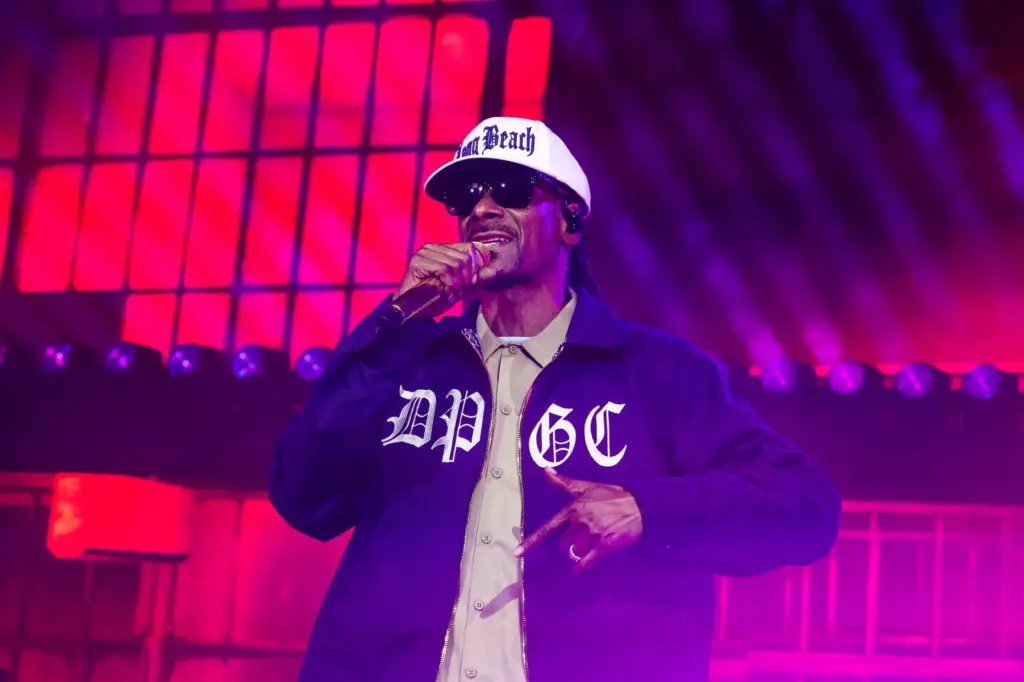 Snoop Dogg performs at the F&M Bank Amphitheater of Long...