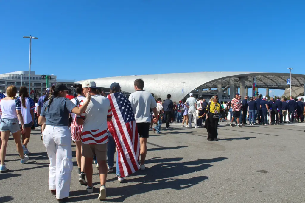 Team USA fans walking into the Los Angeles Stadium on...