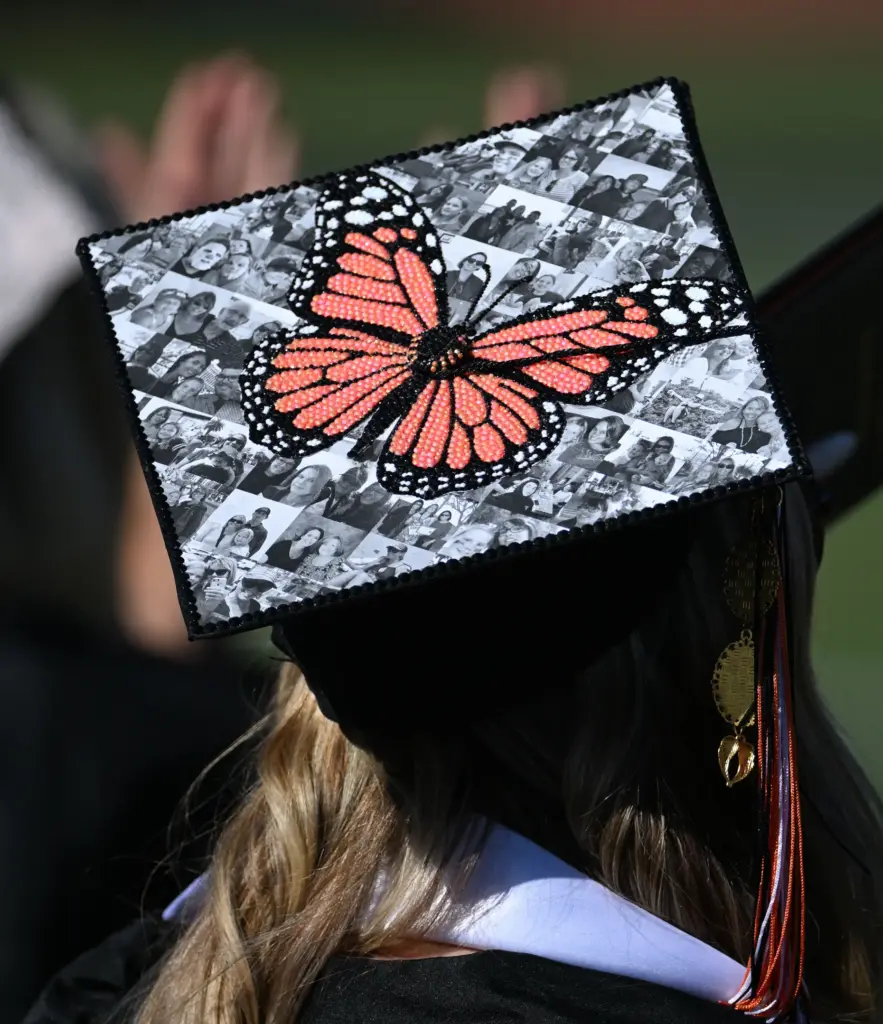 Huntington Beach High School graduates show their creativity by decorating...