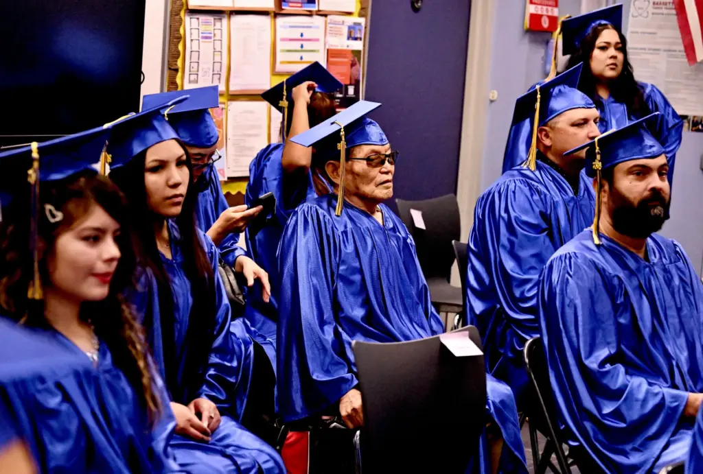 Soo Hak Kwon, 91, prepares for his graduation. Kwon immigrated...