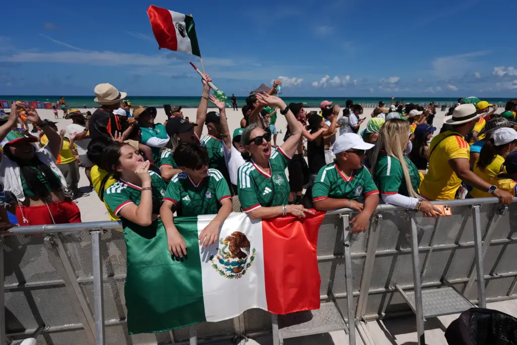 Mexico fans cheer after the playing of their national anthem...