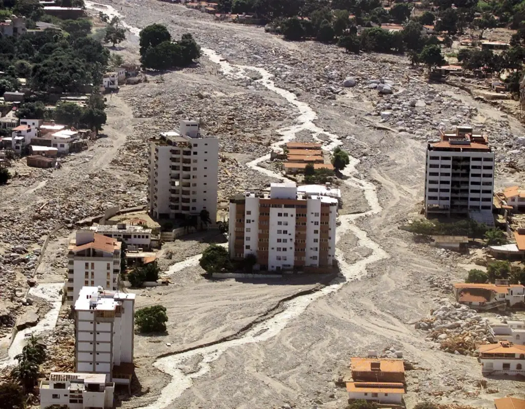 The flood ravaged neighborhood of Los Corales, Venezuela.