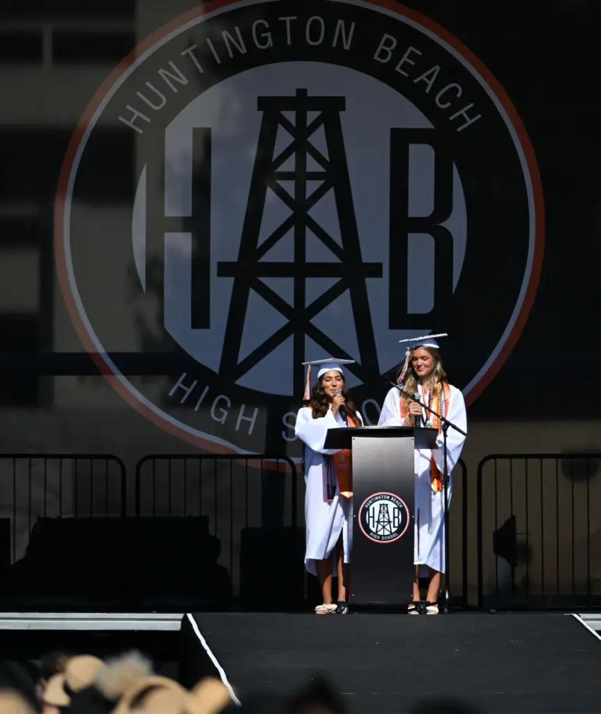 Huntington Beach High ASB President Kendall Caira, left, and ASB...