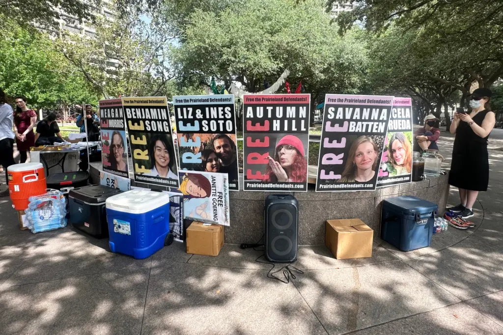 Supporters of protesters convicted over a shooting outside a Texas...