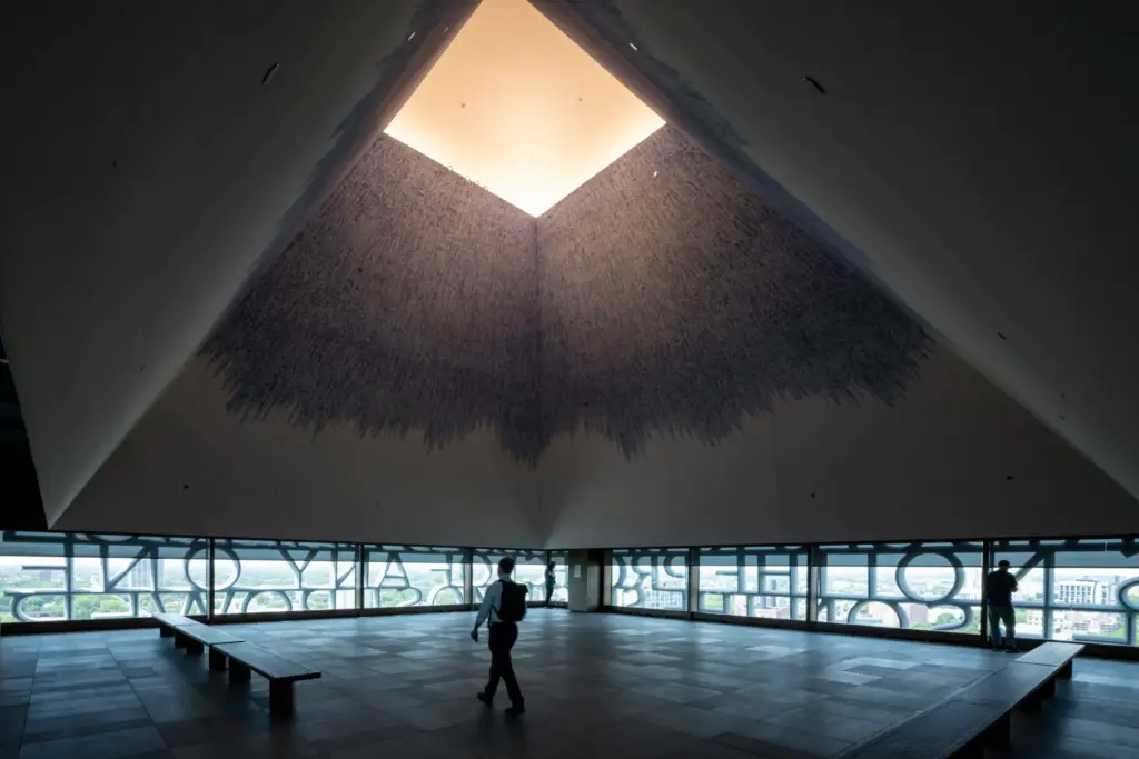 Visitors tour the Sky Room as the Obama Presidential Center...