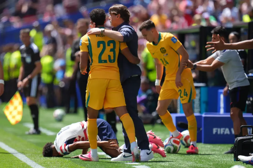 United States head coach Mauricio Pochettino next to Australia’s Nishan...