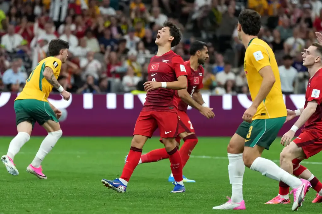Turkey’s Arda Guler (8) reacts after missing a shot during...