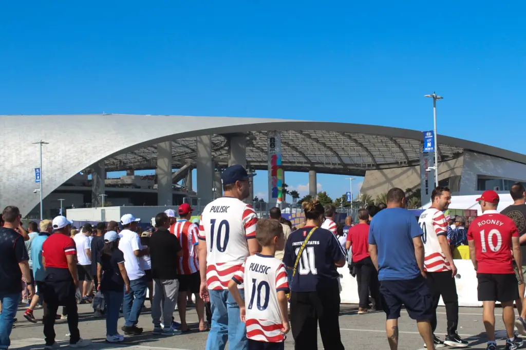Team USA fans walking into the Los Angeles Stadium on...