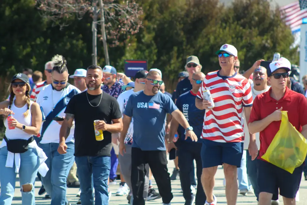 Team USA fans walking into the Los Angeles Stadium on...