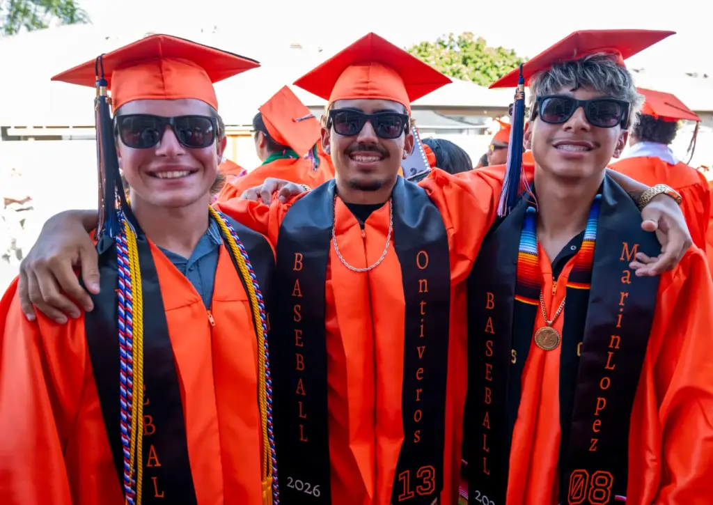 Friends Anthony Maiocco, Abraham Ontiveros and Andres Marin, from left,...