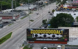 Gooooal! Safe sex billboards with soccer ball condoms greet FIFA World Cup crowds