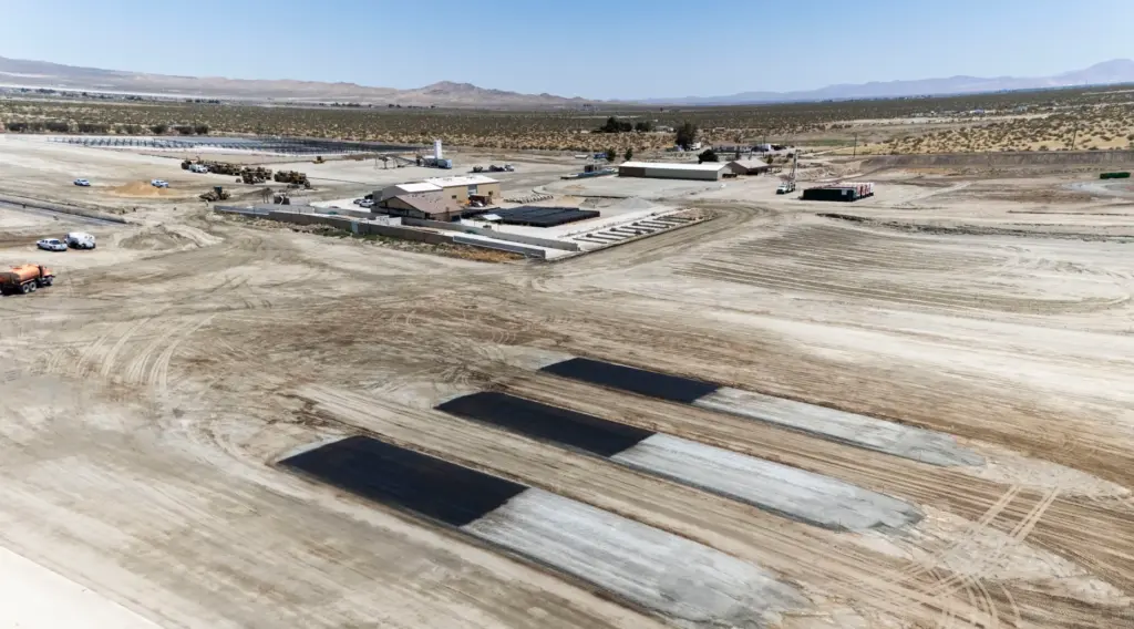 Three test areas are seen as construction continues at the...
