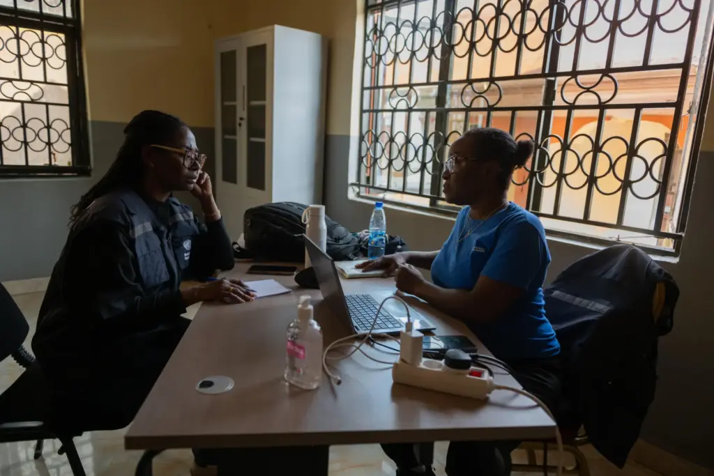 Dr. Marie-Roseline Darnycka Belizaire, left, Regional Emergency Director for Africa...