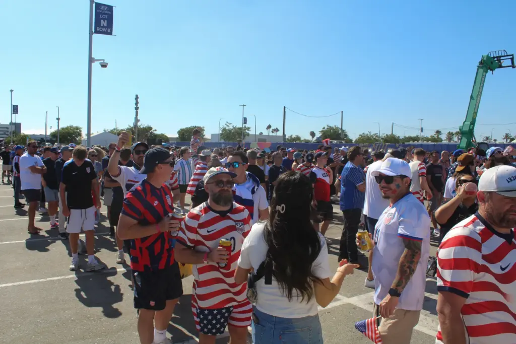 Team USA fans walking into the Los Angeles Stadium on...