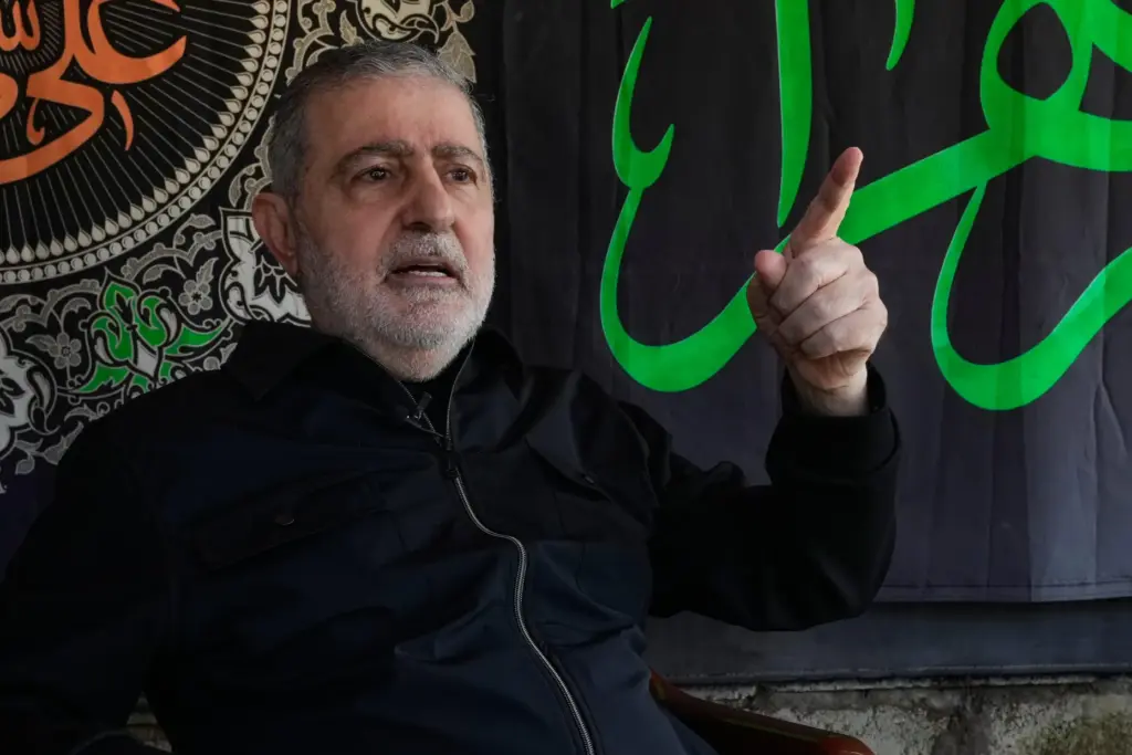 Wafiq Safa, senior Hezbollah political council member, gestures as he speaks.