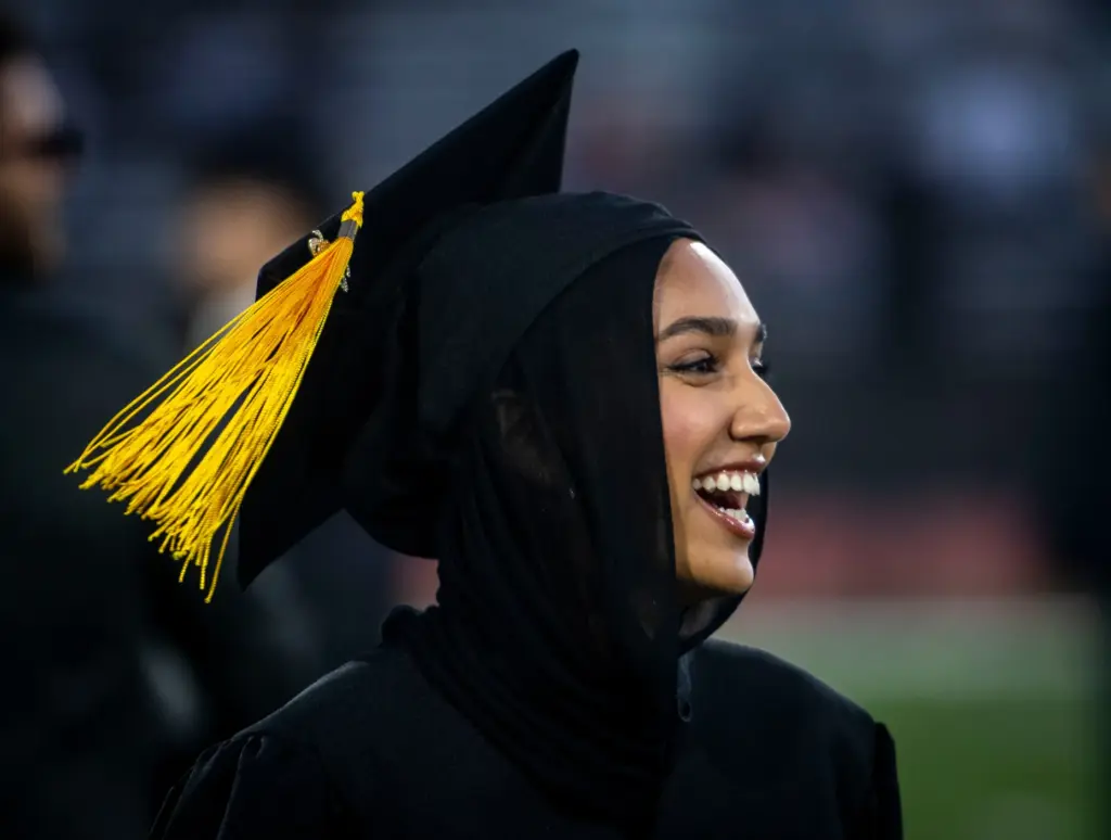 A graduate was all smiles after receiving her diploma at...