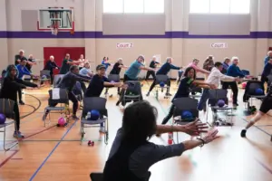 Playing hip-hop or Doris Day, older exercise instructors can speak their peers’ language
